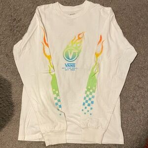 Vans Skater Glow Rainbow Flame White Graphic T-shirt Sz Small Streetwear